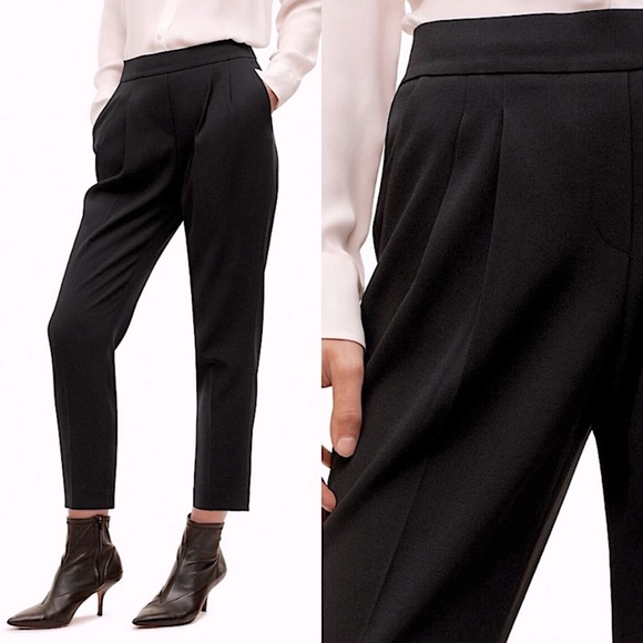 Aritzia Babaton Italian Wool Blend Pull In Pants Tailored Pleated Cropped Office - Picture 4 of 11